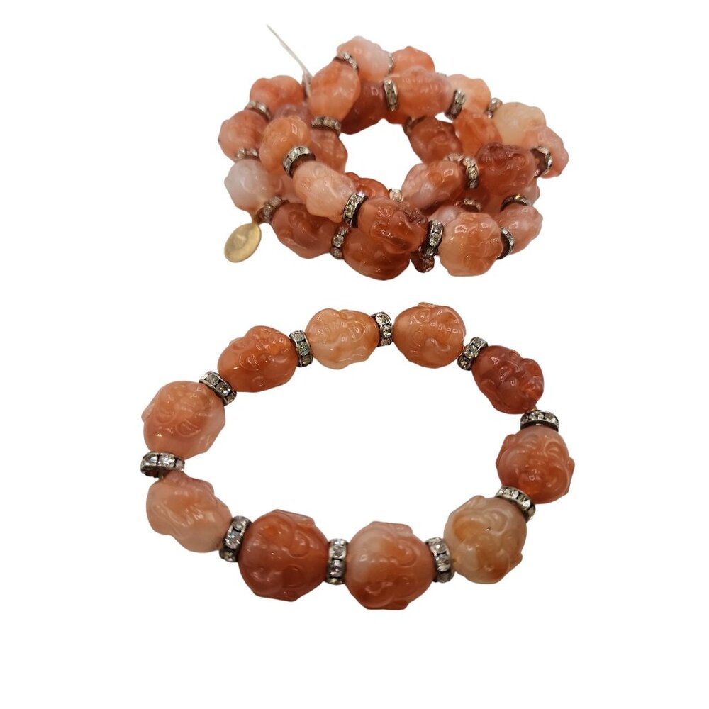 Vintage Rootbeer Resin Buddha Bracelet NOS (A4334)